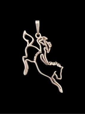 Vintage STG Sterling Equestrian Horse Rider Pendant 2” Eras 1980s - Collectible